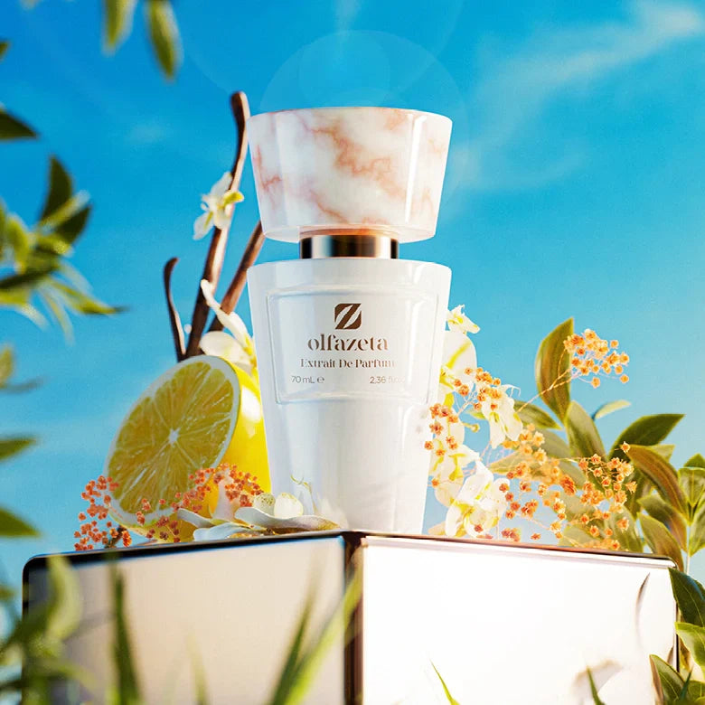 Découvrez l'essence ensoleillée d'Olfa Zeta, disponible chez Esther Nkshop !